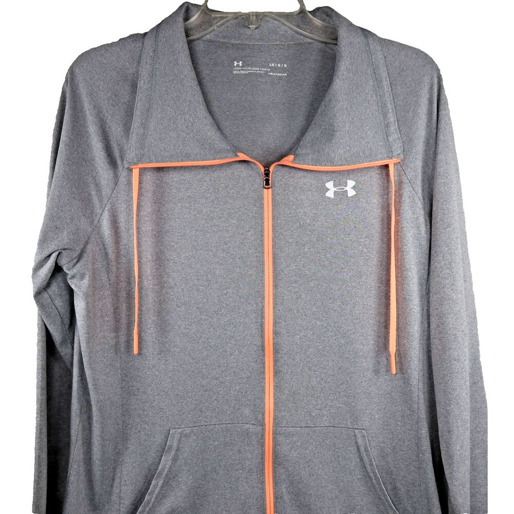 Under Armour Jacket Women’s Loose Heatgear Lightweight Size Large Gray Full Zip